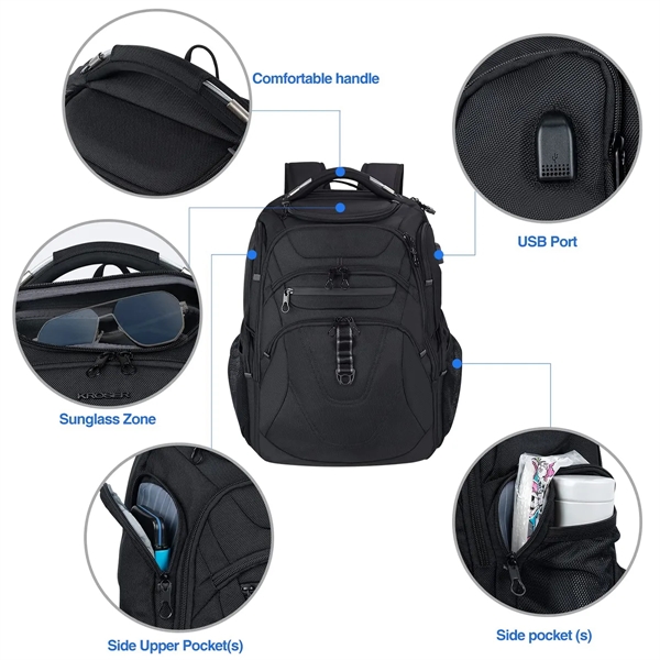 Extra Large Laptop Backpack Business Heavy Duty USB Port - Extra Large Laptop Backpack Business Heavy Duty USB Port - Image 2 of 6