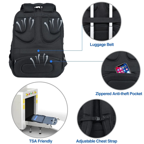 Extra Large Laptop Backpack Business Heavy Duty USB Port - Extra Large Laptop Backpack Business Heavy Duty USB Port - Image 3 of 6