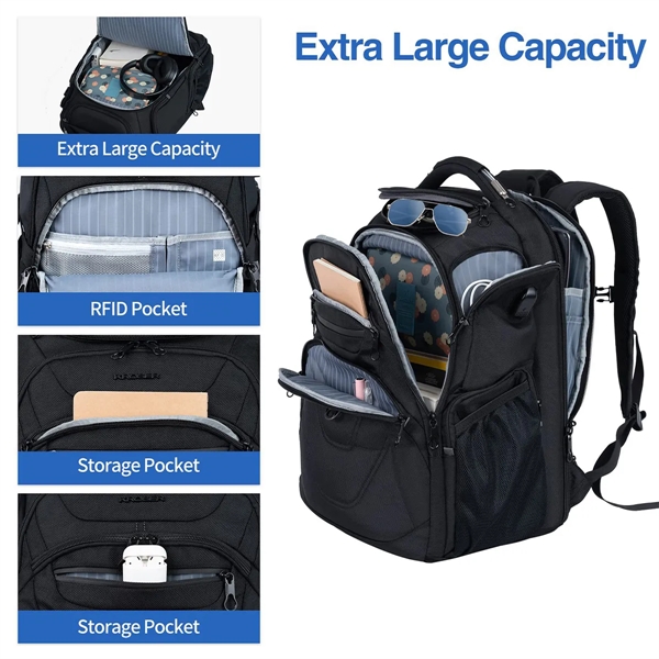 Extra Large Laptop Backpack Business Heavy Duty USB Port - Extra Large Laptop Backpack Business Heavy Duty USB Port - Image 4 of 6