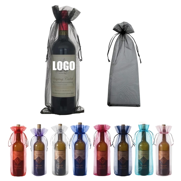 Drawstring Organza Wine Bottle Gift Bag - Drawstring Organza Wine Bottle Gift Bag - Image 0 of 3