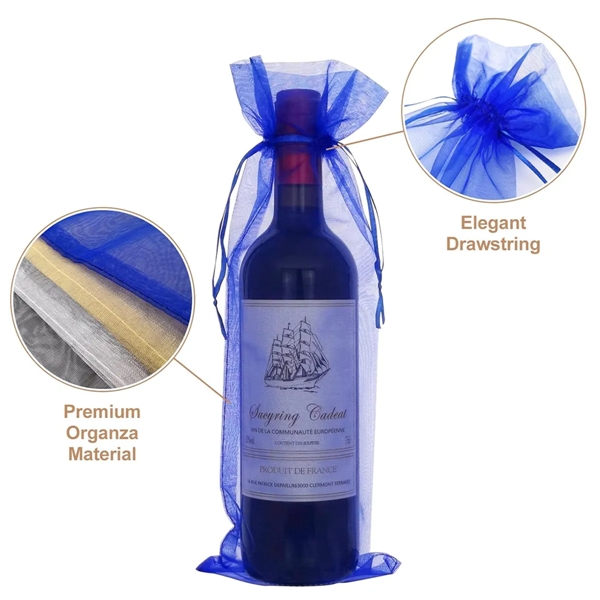 Drawstring Organza Wine Bottle Gift Bag - Drawstring Organza Wine Bottle Gift Bag - Image 2 of 3