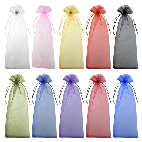 Drawstring Organza Wine Bottle Gift Bag - Drawstring Organza Wine Bottle Gift Bag - Image 3 of 3