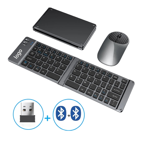 Mini Two-Fold Three-Mode Bluetooth 2.4G Keyboard and Mouse - Mini Two-Fold Three-Mode Bluetooth 2.4G Keyboard and Mouse - Image 0 of 2