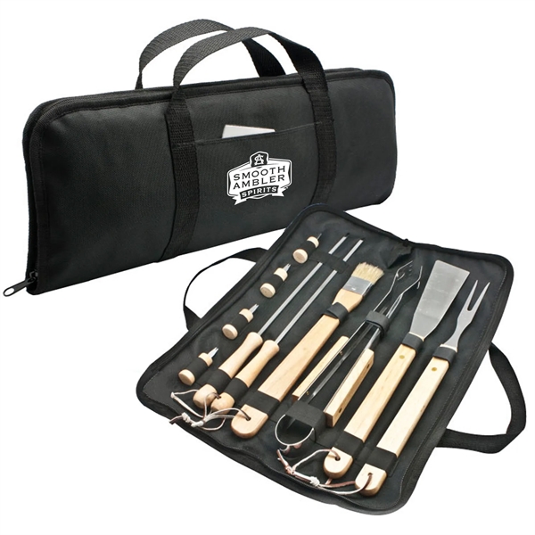 11pc BBQ Tool Set w/ Utensils & Carrying Case for Outdoors - 11pc BBQ Tool Set w/ Utensils & Carrying Case for Outdoors - Image 1 of 2