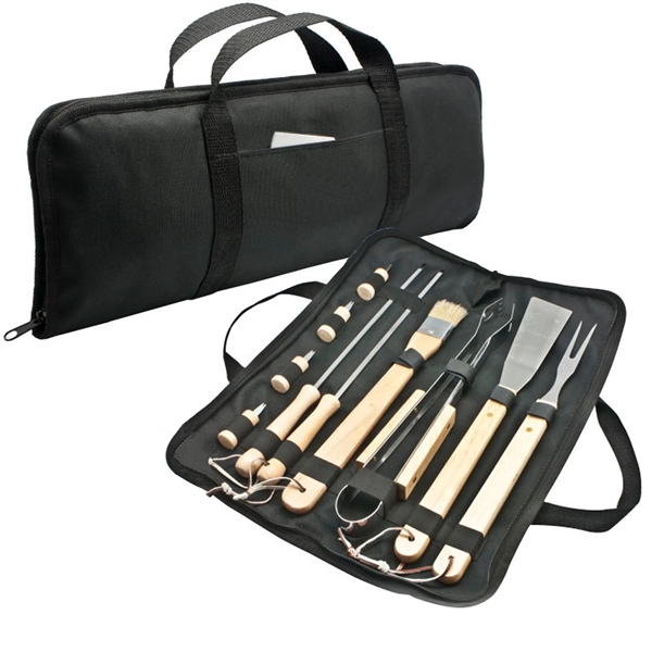 11pc BBQ Tool Set w/ Utensils & Carrying Case for Outdoors - 11pc BBQ Tool Set w/ Utensils & Carrying Case for Outdoors - Image 2 of 2