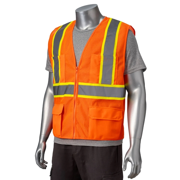 Hi Vis Class 2 Reflective Tape Safety Zipper Vest 4 Pockets - Hi Vis Class 2 Reflective Tape Safety Zipper Vest 4 Pockets - Image 4 of 5