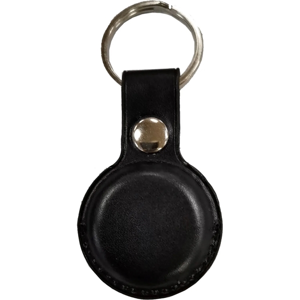 Leather Tag Holder w/ Snap Button & Keyring Custom Logo