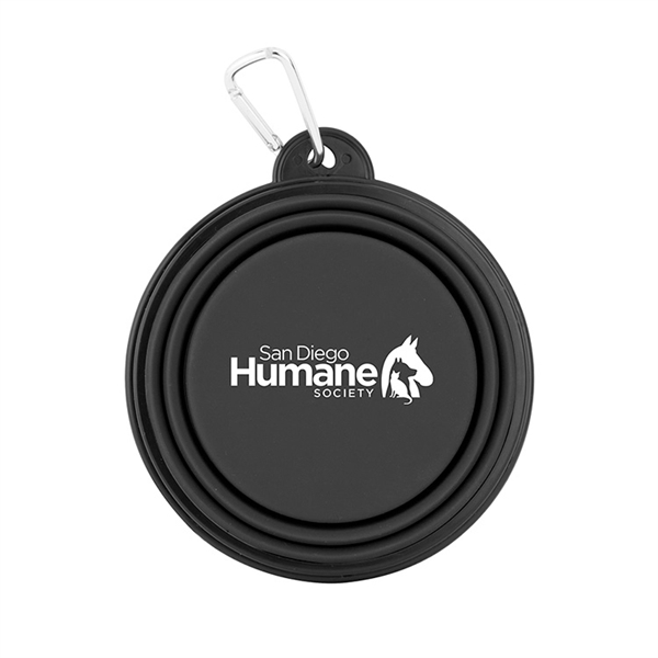 Collapsible Silicone Pet Bowl w/Carabiner - Collapsible Silicone Pet Bowl w/Carabiner - Image 1 of 8