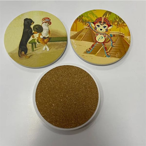 4'' Round Ceramic Coasters - 4'' Round Ceramic Coasters - Image 2 of 2