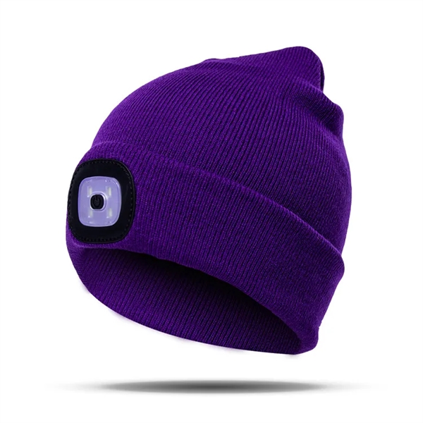 USB Rechargeable LED Light-up Beanie Cap - USB Rechargeable LED Light-up Beanie Cap - Image 1 of 4