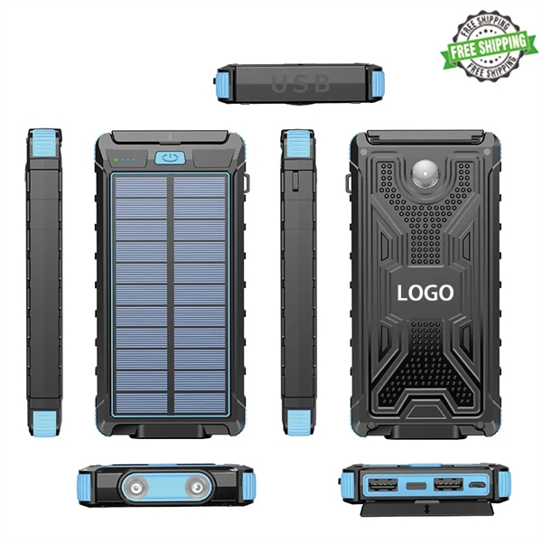10000mAh Portable Solar Power Bank with LED lLight - 10000mAh Portable Solar Power Bank with LED lLight - Image 0 of 6