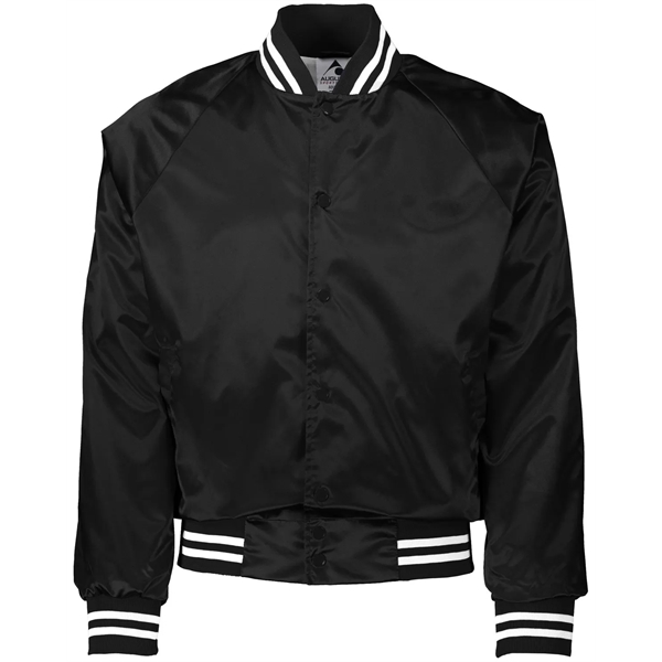 Augusta Sportswear Unisex Striped Trim Satin Baseball Jacket - Augusta Sportswear Unisex Striped Trim Satin Baseball Jacket - Image 6 of 26