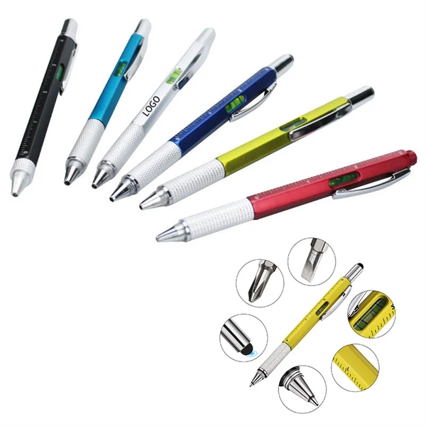 6 In 1 Multitool Pen With Ruler - 6 In 1 Multitool Pen With Ruler - Image 1 of 3