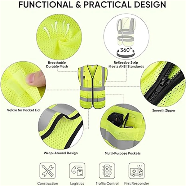 Safety Vest with Reflective Strips - Safety Vest with Reflective Strips - Image 1 of 2