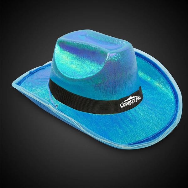 Blue Iridescent Light Up Cowboy Hat - Blue Iridescent Light Up Cowboy Hat - Image 2 of 3