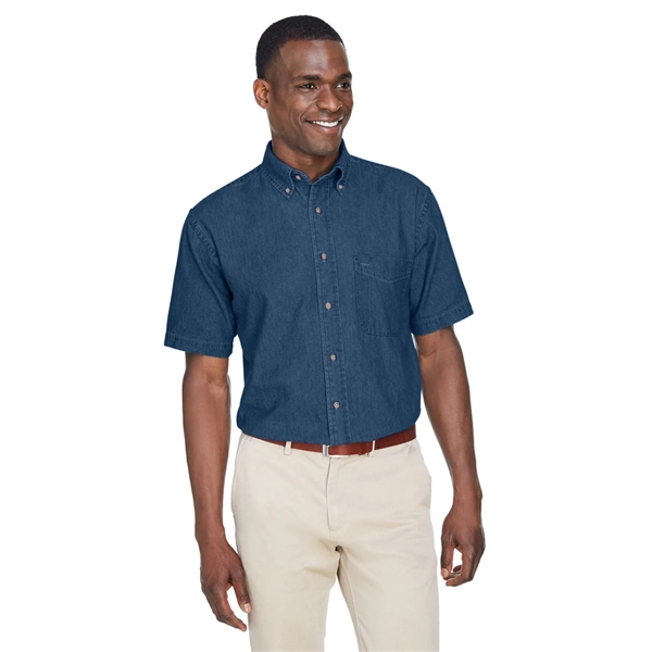 Harriton Men's Short-Sleeve Denim Shirt - Harriton Men's Short-Sleeve Denim Shirt - Image 6 of 15