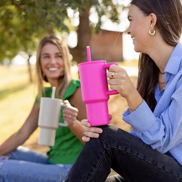 Insulated Stainless Steel 40oz Tumbler with Handle and Straw - Insulated Stainless Steel 40oz Tumbler with Handle and Straw - Image 7 of 11