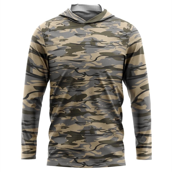 Antler® Men's 4.4 Oz. Polyester Interlock Hooded T-Shirt - Antler® Men's 4.4 Oz. Polyester Interlock Hooded T-Shirt - Image 0 of 2