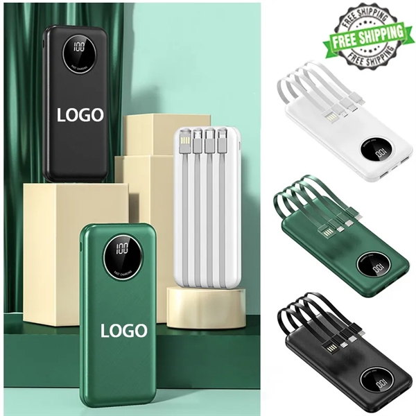 20000mAh Power Bank with Cables and Display - 20000mAh Power Bank with Cables and Display - Image 0 of 5