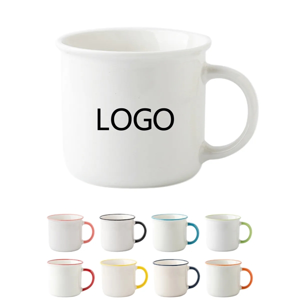 11Oz Ceramic Coffee Mug With Colored Rim & Handle - 11Oz Ceramic Coffee Mug With Colored Rim & Handle - Image 0 of 7