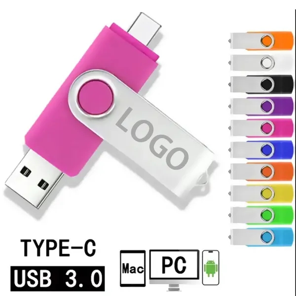 USB3.0 Interface+Type C 8GB-128GB Rotating Flash Drive - USB3.0 Interface+Type C 8GB-128GB Rotating Flash Drive - Image 3 of 5