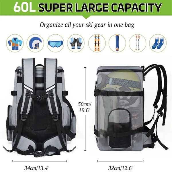 60L Large Capacity 900D Waterproof Ski Boot Bag Backpack - 60L Large Capacity 900D Waterproof Ski Boot Bag Backpack - Image 1 of 6