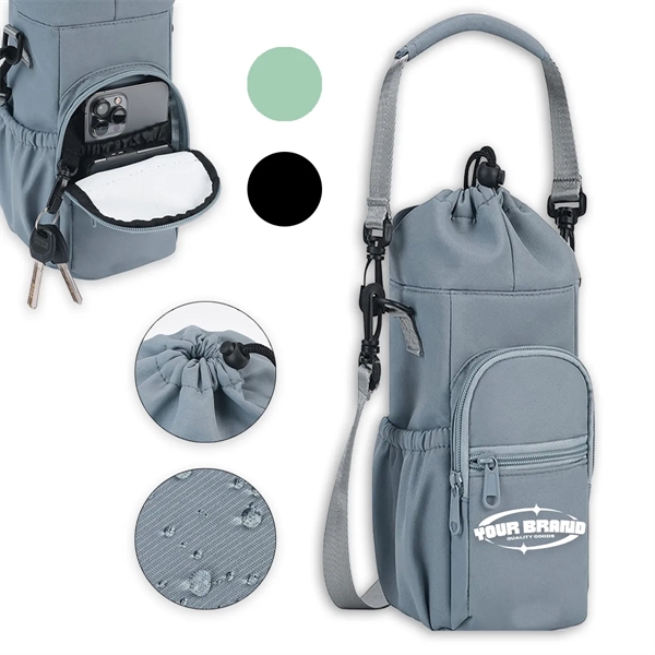 32oz 40oz Custom Insulated Water Bottle Holder with Strap - 32oz 40oz Custom Insulated Water Bottle Holder with Strap - Image 0 of 8