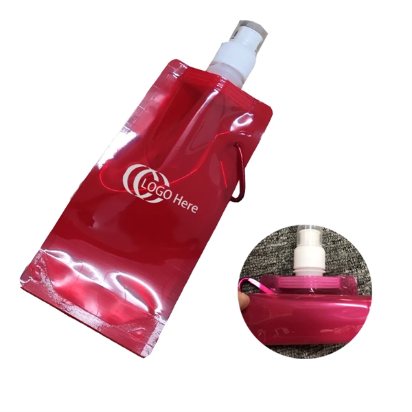 17 oz Foldable Roll Up  Water Bottle With Carabiner - 17 oz Foldable Roll Up  Water Bottle With Carabiner - Image 0 of 1