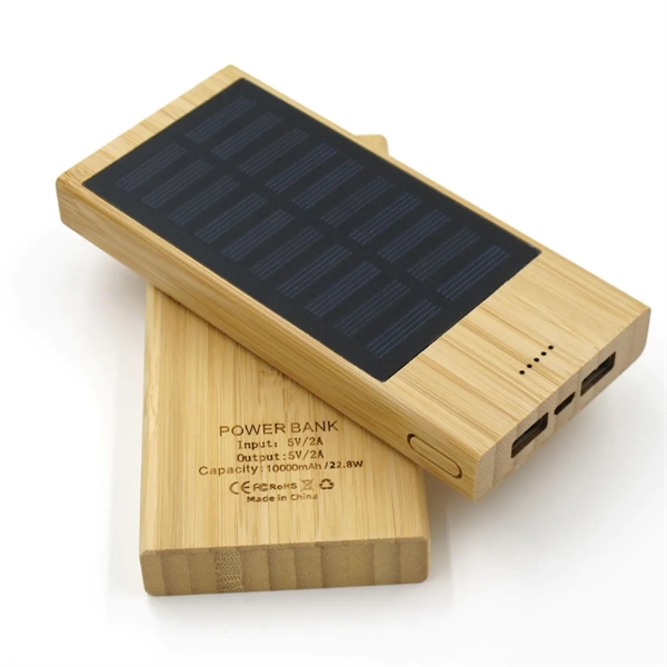 In Stock 10000mah Portable Bamboo Solar Power Bank - In Stock 10000mah Portable Bamboo Solar Power Bank - Image 1 of 4