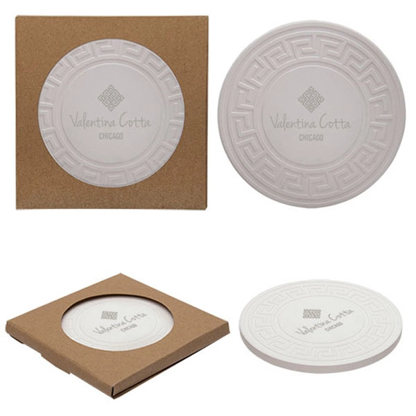 Round Greek Key Absorbent Stone Coasters - Round Greek Key Absorbent Stone Coasters - Image 0 of 0