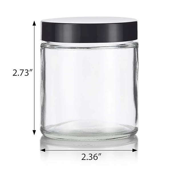 4 oz Clear cosmetic bottle Glass Jar with black lid - 4 oz Clear cosmetic bottle Glass Jar with black lid - Image 1 of 3