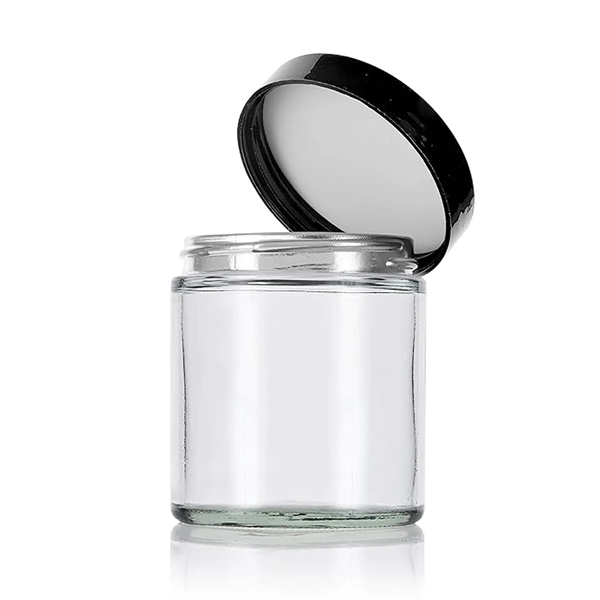 4 oz Clear cosmetic bottle Glass Jar with black lid - 4 oz Clear cosmetic bottle Glass Jar with black lid - Image 2 of 3