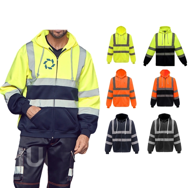 Hi Viz Reflective Safety Fleece Hoodie - Hi Viz Reflective Safety Fleece Hoodie - Image 0 of 7