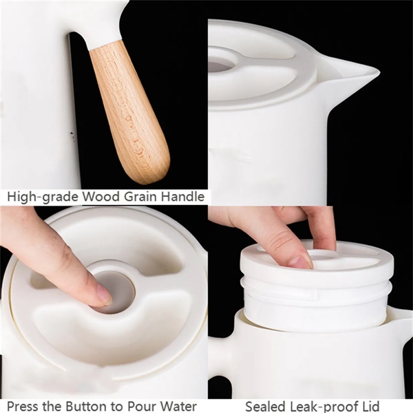 1L Insulated Kettle with Wooden Handle - 1L Insulated Kettle with Wooden Handle - Image 2 of 4