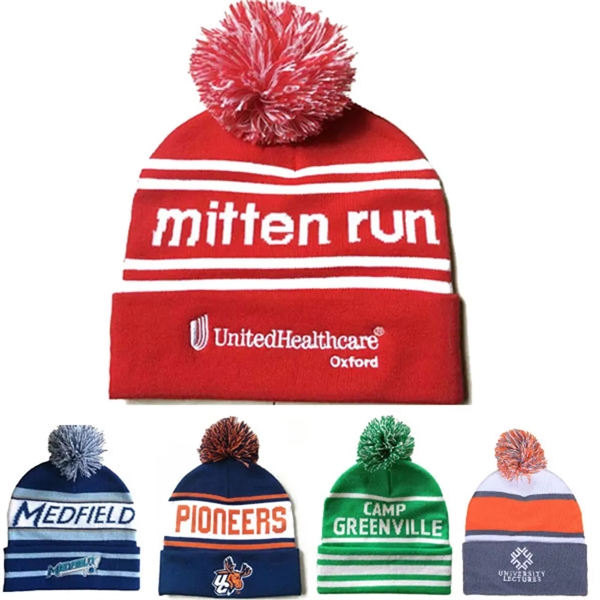 Knitted Winter Pom Beanies - Knitted Winter Pom Beanies - Image 0 of 5