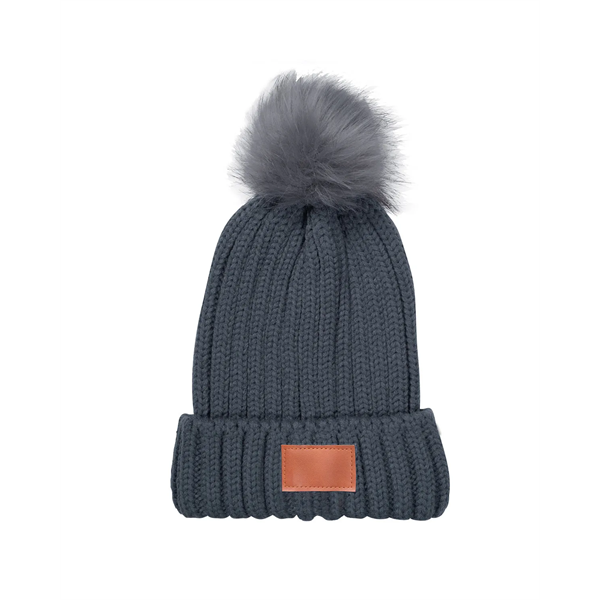 Leeman Knit Beanie With Fur Pom Pom - Leeman Knit Beanie With Fur Pom Pom - Image 3 of 7