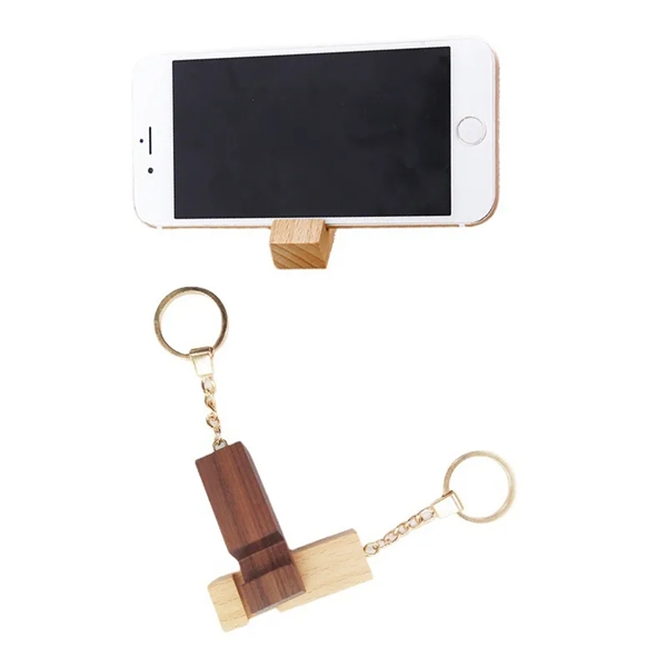 Bamboo Phone Stand Keychain Block - Bamboo Phone Stand Keychain Block - Image 0 of 4