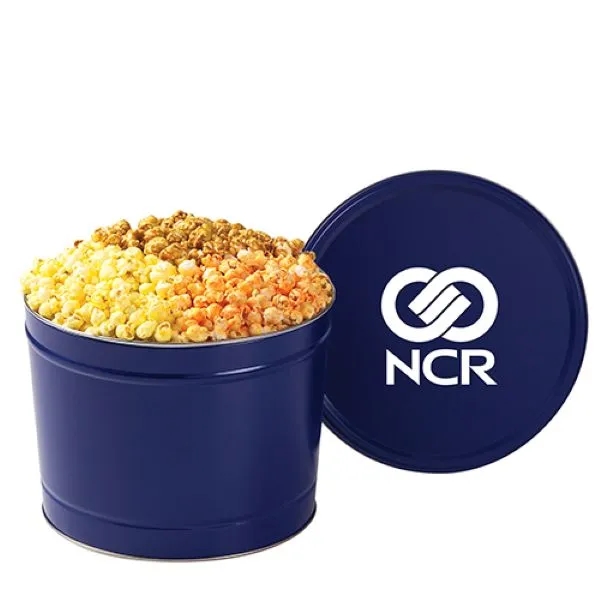 Small 3 Way Popcorn Tin / 2 Gallon - Sharing Tin - Small 3 Way Popcorn Tin / 2 Gallon - Sharing Tin - Image 0 of 4