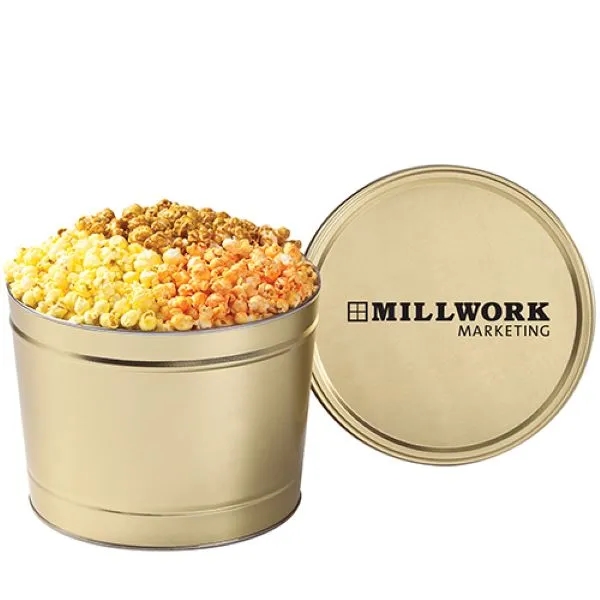 Small 3 Way Popcorn Tin / 2 Gallon - Sharing Tin - Small 3 Way Popcorn Tin / 2 Gallon - Sharing Tin - Image 1 of 4