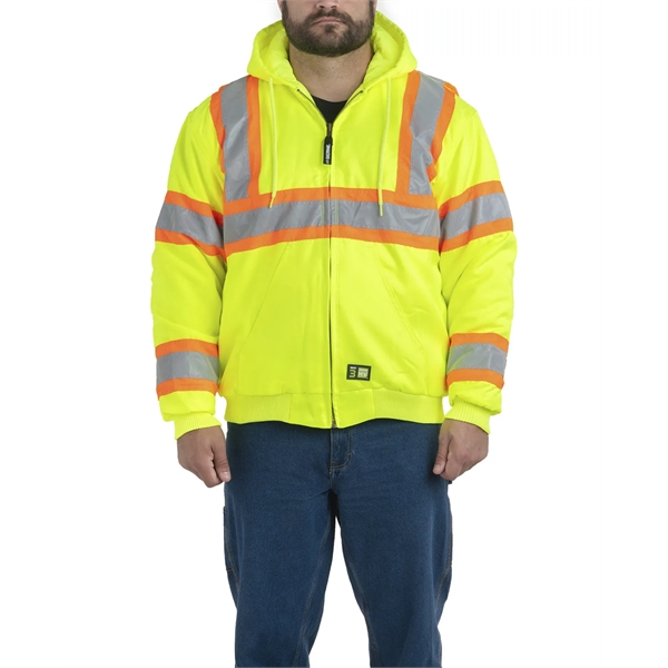 Berne Men's Hi-Vis Class 3 Hooded Active Jacket - Berne Men's Hi-Vis Class 3 Hooded Active Jacket - Image 0 of 3