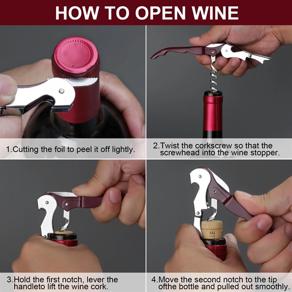 3 in 1 Foldable Manual Corkscrew Wine Openers - 3 in 1 Foldable Manual Corkscrew Wine Openers - Image 3 of 5