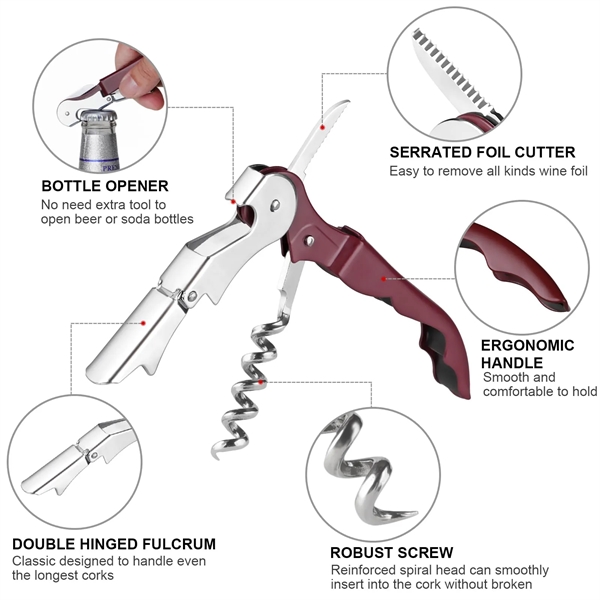 3 in 1 Foldable Manual Corkscrew Wine Openers - 3 in 1 Foldable Manual Corkscrew Wine Openers - Image 4 of 5