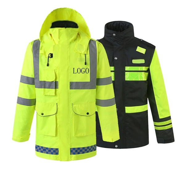Winter Safety Jacket Reflective Raincoat 5 in 1 High Vis - Winter Safety Jacket Reflective Raincoat 5 in 1 High Vis - Image 0 of 7