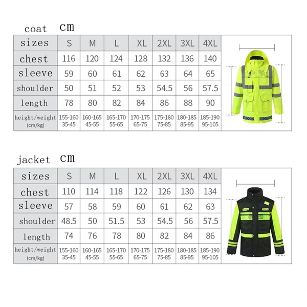 Winter Safety Jacket Reflective Raincoat 5 in 1 High Vis - Winter Safety Jacket Reflective Raincoat 5 in 1 High Vis - Image 2 of 7
