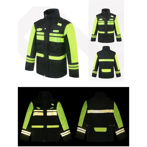 Winter Safety Jacket Reflective Raincoat 5 in 1 High Vis - Winter Safety Jacket Reflective Raincoat 5 in 1 High Vis - Image 3 of 7