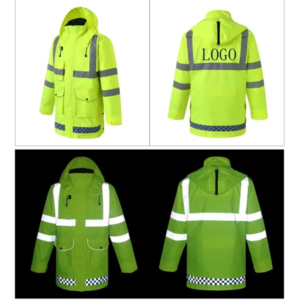 Winter Safety Jacket Reflective Raincoat 5 in 1 High Vis - Winter Safety Jacket Reflective Raincoat 5 in 1 High Vis - Image 4 of 7