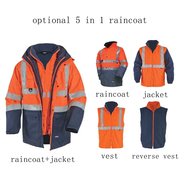 Winter Safety Jacket Reflective Raincoat 5 in 1 High Vis - Winter Safety Jacket Reflective Raincoat 5 in 1 High Vis - Image 7 of 7