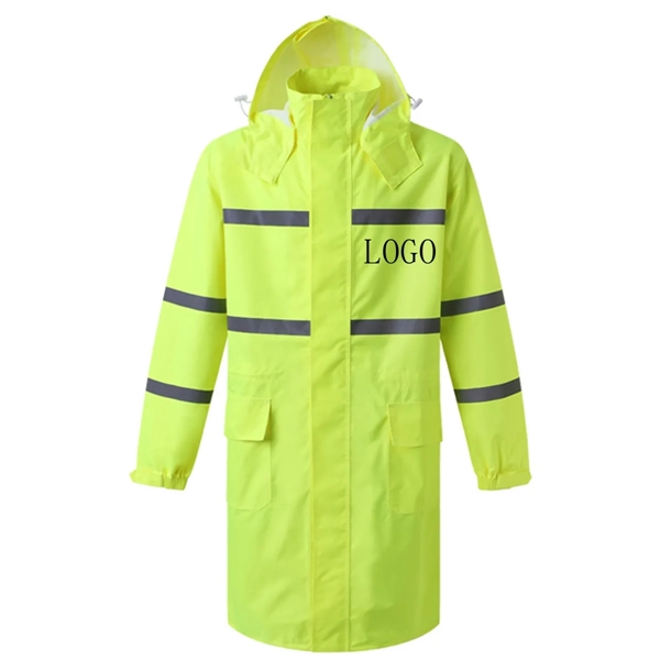 Hi Vis Rain Jacket Reflective Safety Long Cloak Coat - Hi Vis Rain Jacket Reflective Safety Long Cloak Coat - Image 0 of 6