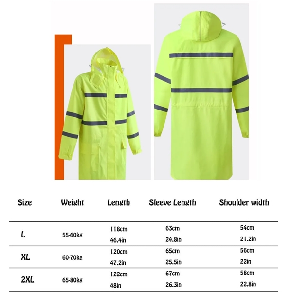 Hi Vis Rain Jacket Reflective Safety Long Cloak Coat - Hi Vis Rain Jacket Reflective Safety Long Cloak Coat - Image 1 of 6
