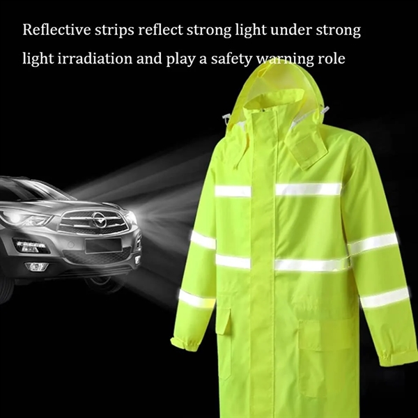 Hi Vis Rain Jacket Reflective Safety Long Cloak Coat - Hi Vis Rain Jacket Reflective Safety Long Cloak Coat - Image 2 of 6